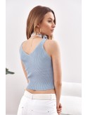 Knitted top with a V-neck, blue MP32853 - Online store - Boutique